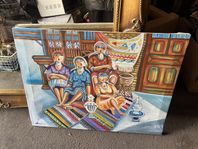 STOR canvas tavla signerad 