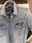 Lee Retro skjorta kortärmad blå jeansskjorta 
