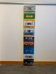 Tavla med kasettband, retro, nostalgi, 20x113 cm, fint skick