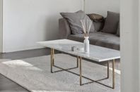 Ninety Soffbord 120x60x40 cm, Mässingsunderrede, Vit Marmor