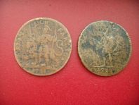 2 SVENSK MYNT 1718  / 1 DALER SM  2 SET 