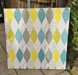 Stor tavla 50-tals inspererad Ca:94×95cm retromönstrat tyg