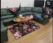 Grön soffa i äkta skinn - specialsydd-nypris 83.000kr