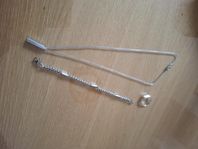 Silverhalsband, silverring + länk i stål