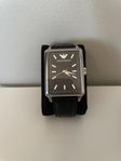 Armani herrklocka svart läder original