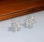 Cubic Zirconia Flower Design Stud Earrings 