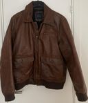 Tommy Hilfiger brun skinnjacka, bomberjacka i läder, L