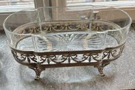 Jardinére, med glasinsats, nysilver