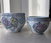 2 maffiga krukor - Kina - porslin - vintage ytterfoder 