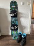snowboard med pjäxor