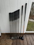 Golfsett (alt järn, wedgear, driver, trä 3a var för sig)