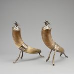 DRYCKESHORN, horn och nysilver, 1800-tal