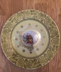 Bohemia tallrik, väggtallrik porslin vintage guld, handmål