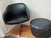 retro fåtölj och sittpuff