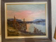 Oljemålning, tavla C Magnusson. Fjäll