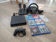 PlayStation 4 PS4 Slim med Ratt + Spel