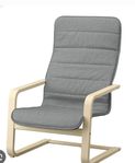 Ikea Fåtölj ett grått och ett guld färgat tyg. Årsunda.