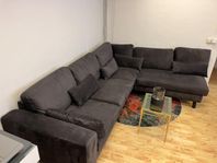 Plyschsoffa med divan