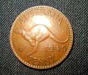 Mynt Australien 1945 Penny George VI