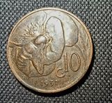 Mynt 1931 Italien 10 Centesimi Vittorio Emanuele III