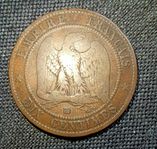 Mynt Frankrike 1854 Napoleon 10 Centimes
