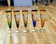 Champagne glas vintage Murano gold multicolored Venetian 