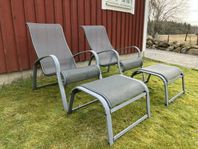paret solstolarsolsängar med fotpall solstol solsäng 