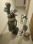 Golfklubbor, bag och vagn