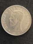 2 Krona Gustav V 1940 silver800/1000 Ocirkulerad Spegelglans