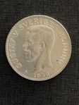 2 Krona Gustav V med spegelkaraktär Ocirkulerad 1939 Silver
