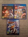 PS4 SPEL  RATCHET ,& CLANK LEGO AVENGERS & LEGO STAR WARS