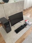 datorskärm + pc + tillbehör