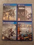 PS4 SPEL GTA 5, TITANFALL 2,  DESTINY 2 & RAINBOW SIX SIEGE