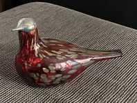 OIVA TOIKKA. Fågel "Ruby Bird", rött glas, Nuutajärvi, si