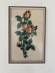 vintage äldre tavla - brodyr - blommor