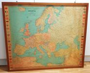 Äldre "EUROPE" politiska KARTA INRAMAD Kümmerly & Frey, Be