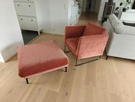 Fåtölj med fotpall