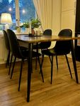 Matgrupp, Bord + 4 stolar i läder 