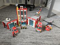 Lego brandstation + fordon, polisbåt och ett gäng till