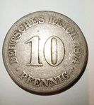 Tyskt Mynt 1874 10 Pfennig