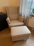 IKEA Strandmon fåtölj + fotpall 