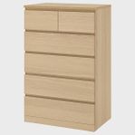 IKEA MALM byrà med 6 làdor, vitlas erad ekfaner, 80x123 cm