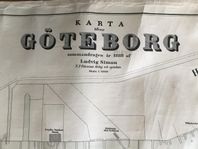 Historisk karta över Göteborg. 1888. Bra skick för sin å