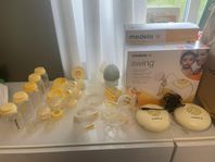 Medela Swing bröstpump + massa tillbehör och extra pump