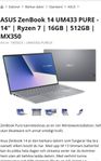 ASUS ZenBook 14" /Ryzen7 / 16GB / 512GB