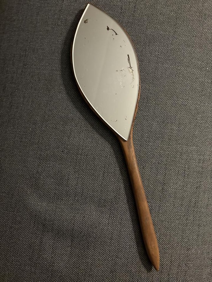 Retro handspegel i teak
