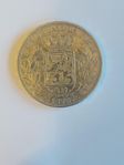 1876 Belgien kung Leopold II (stort mynt silver)