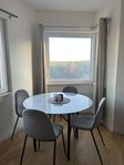 Matbord med marmorlook + 4 sammetsstolar från Mio!