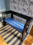 Soffa Träsoffa Bänk Svart Blå
