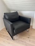 Ikea Mellby Skön stor skinnfåtölj, svart